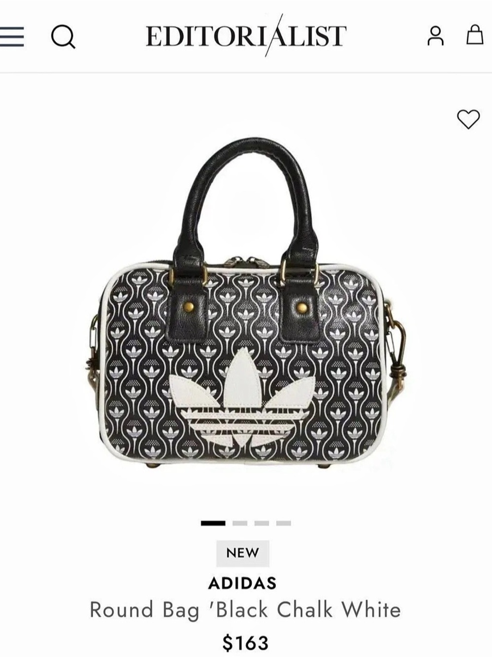 adidas Originals S Round Bag Black & White NWT includes crossbody strap